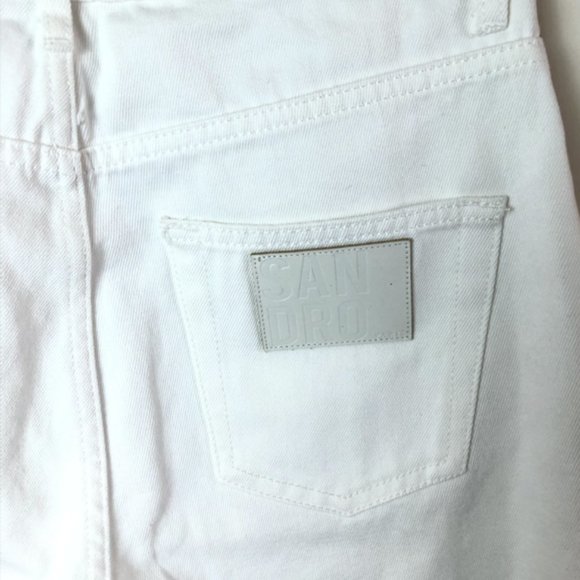 Sandro White Theater Frayed high-rise Step-hem Jeans bnwot - Picture 6 of 10